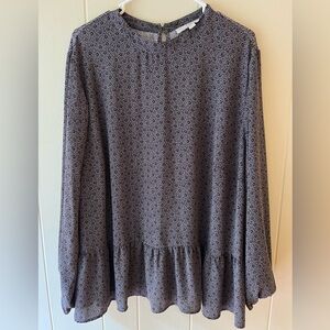 Loft Top Womens Long Sleeves Floral Print Blouse Peplum Plus Size 20